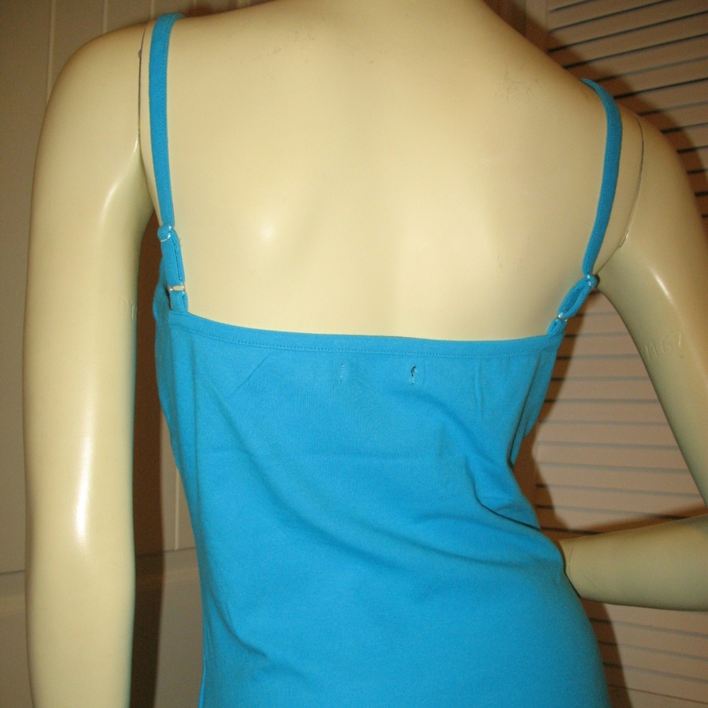 New Y2K 2000s Lace Tank Top Cami/Camisole Spaghetti V-Neck Blue Fairy Chic Femme - Picture 7 of 8